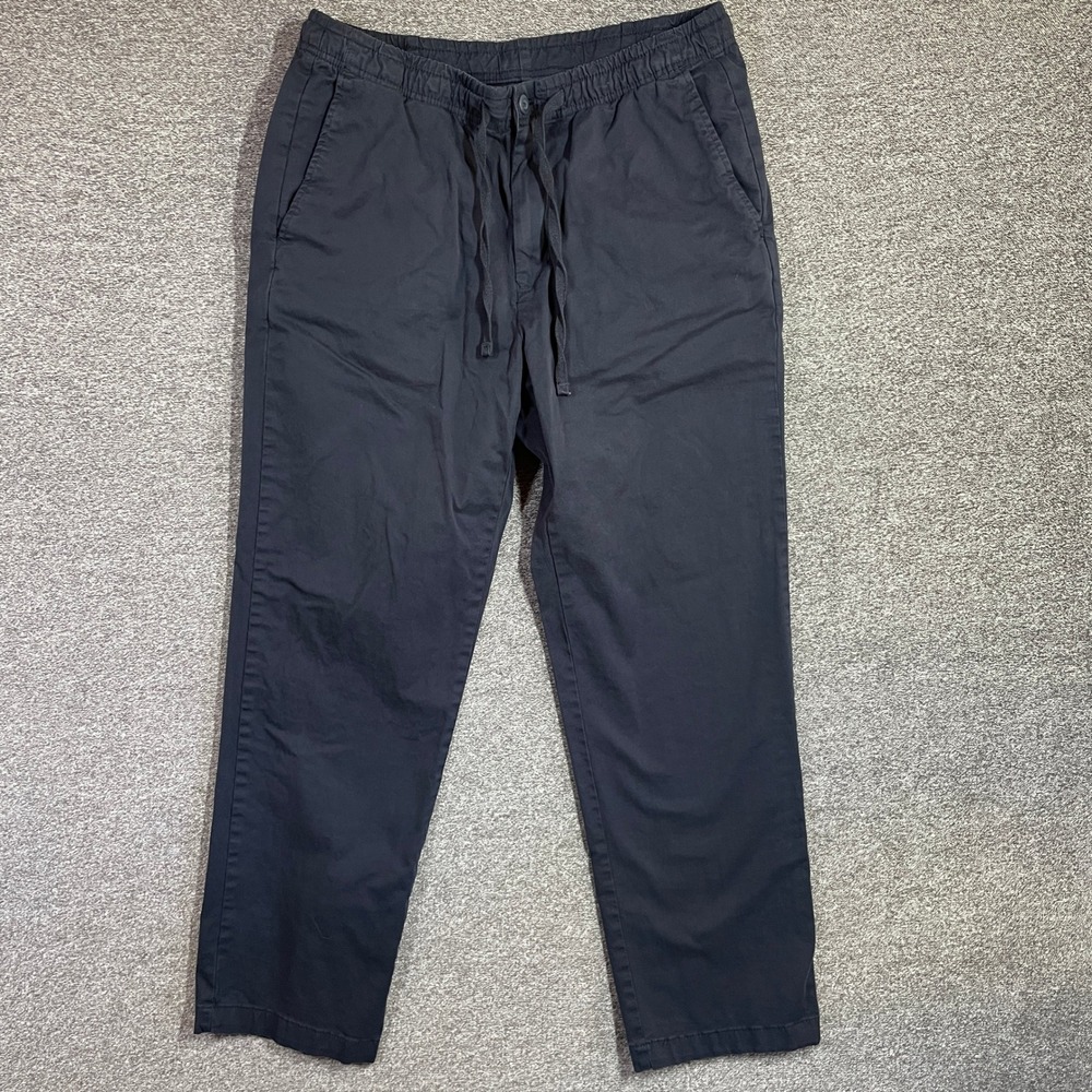 Zara Man Jogger Pants Mens L Navy Blue Elastic Waist‎ Drawstring Chino